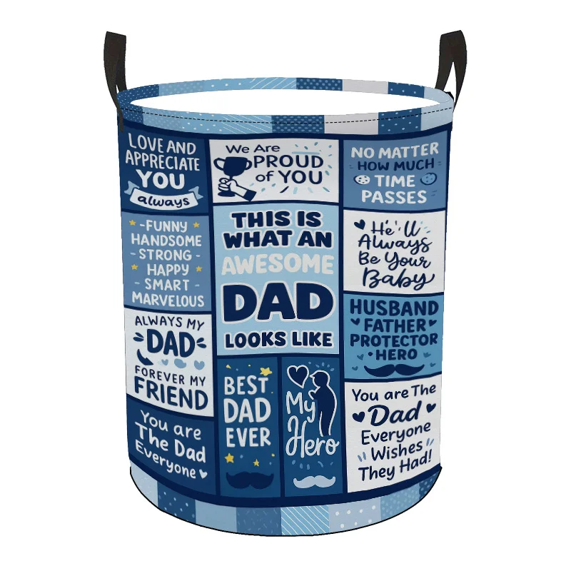 Cubo de almacenamiento para interiores, contenedor de reciclaje, cesta para ropa sucia con impresión 2D para el Día del Padre, gran capacidad, para el gran papá