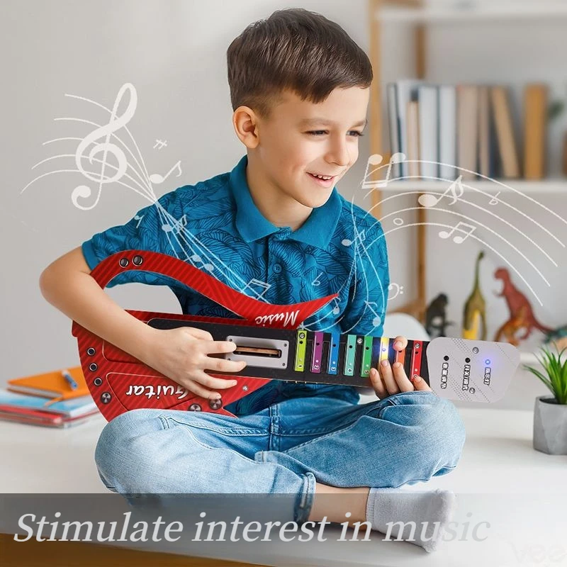 Holz DIY E-Gitarre Kits Spielzeug Kinder Spielen Gitarre Material Kit Selbst Montage Pädagogische Musikinstrumente Kinder Geschenke