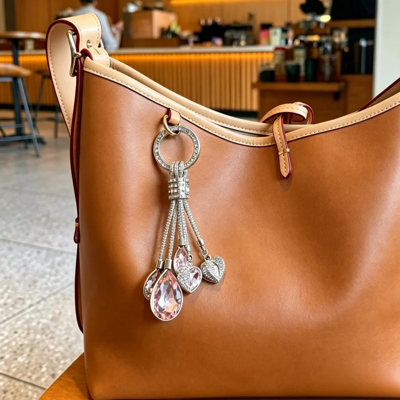 Exquisite Glitter Crystal Water Drop Lady Pendant Car Key Ring Keychain Women's Fashion Bag Hanging Decoration