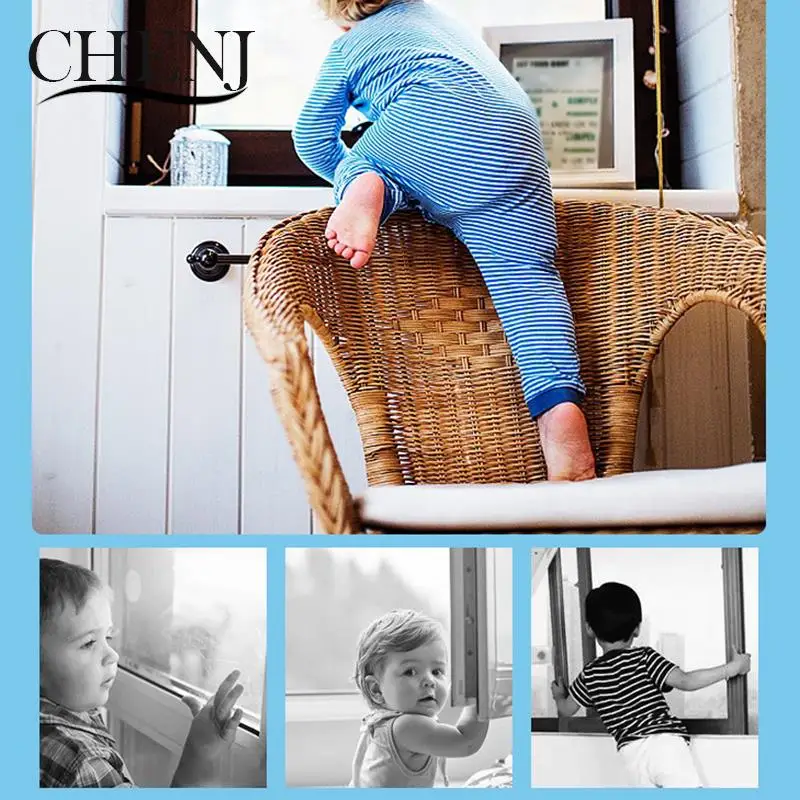 Window Safety Locks for Vertical Sliding Windows Aluminum Alloy Window Limiters w/Key Childproof Restrictor for Window