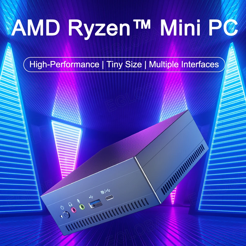 EGLOBAL 미니 PC AMD Ryzen 7 게임용 윈도우 10/11, DDR4 Ren3000 데스크탑 USB, WIFI 5 1000M AMD NUC 컴퓨터, 게임 작업 사무실 PC 