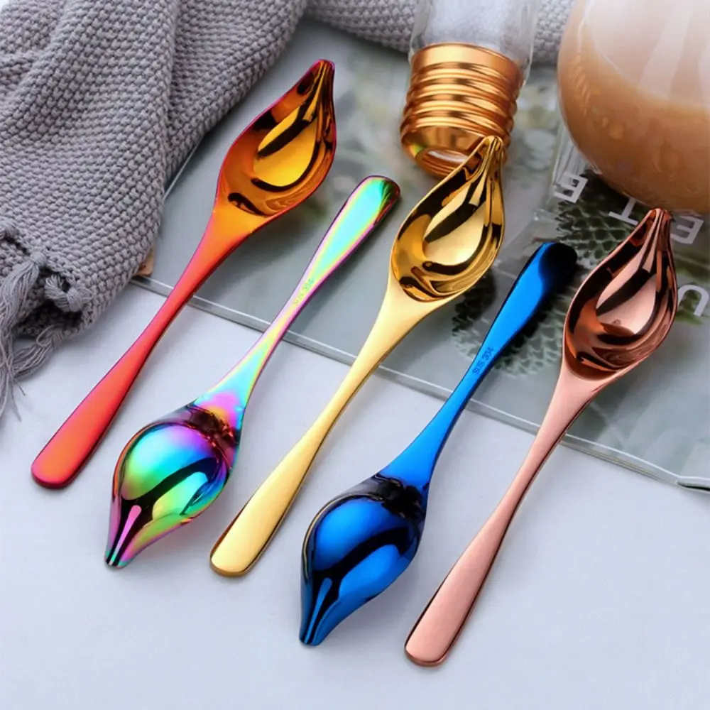 Creative Stainless Steel Saucier Spoon Honey Sauce Baking Tool Metal Spoons Tapered Spout Colorful Decorating Spoon