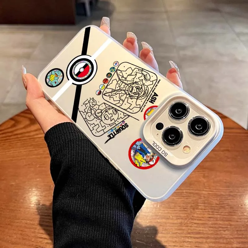 Funda de teléfono P-Pokemons Anime para Apple iPhone 16 15 14 13 12 11 XS X Pro Max Plus cubierta plateada colorida