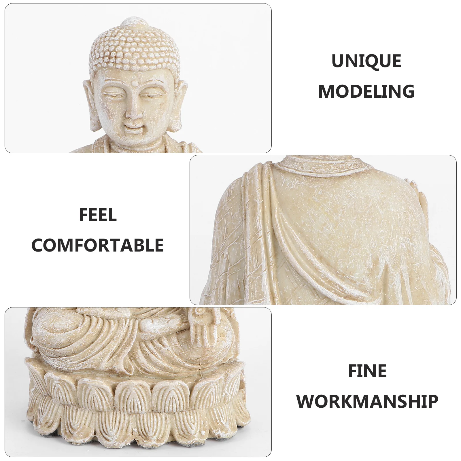 

1Pcs Buddha Decor Resin Vintage Sitting Buddha Statue Home Desk Shelf Table Ornament Resin Statue Bodhisattva Statues