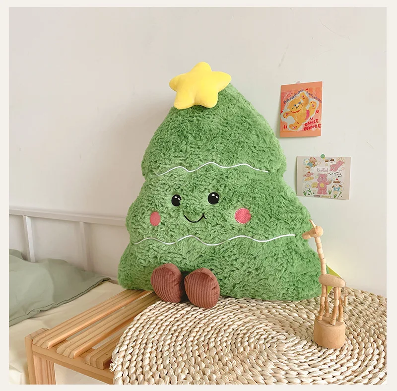 Almohadas de peluche de árbol de Navidad de dibujos animados, cojines, juguetes de peluche, juguetes para niños, decoraciones navideñas, regalos para niñas
