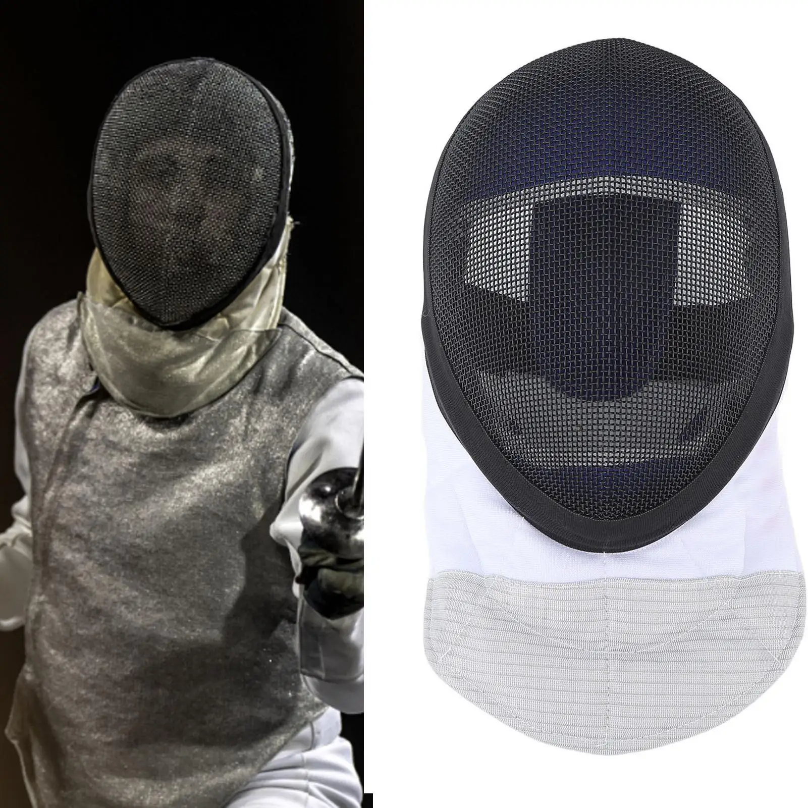 Fencing Protective Gear Sports Mask & Helmet with Padded Bib