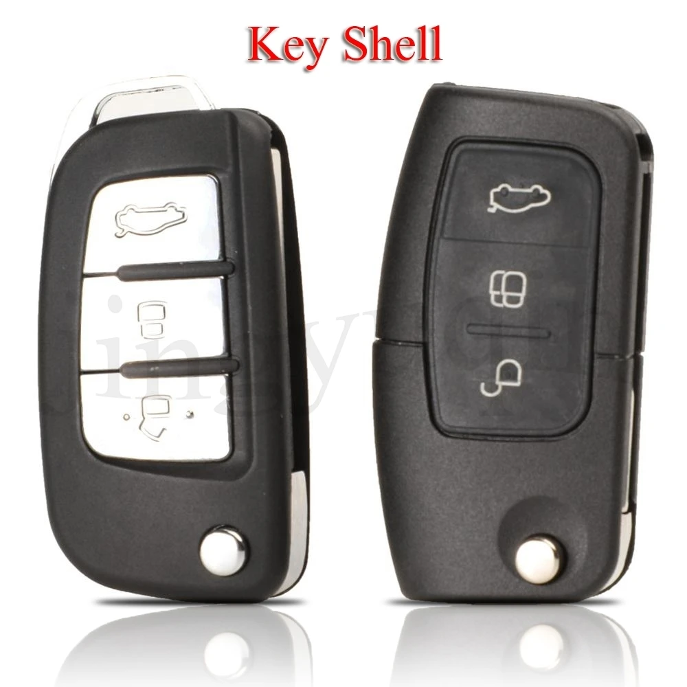 jingyuqin 10pcs/Lot Folding Remote Car Key Shell For Ford Focus Mondeo Galaxy Fiesta C Max 3 Buttons With Blank HU101/FO21 Blade