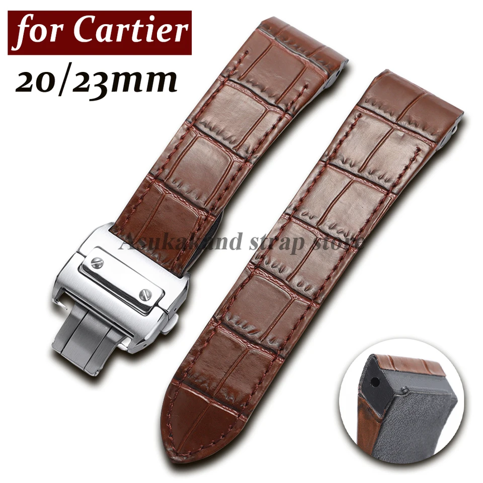 For Cartier Watchband 20mm 23mm Cowhide Leather Watch Strap for