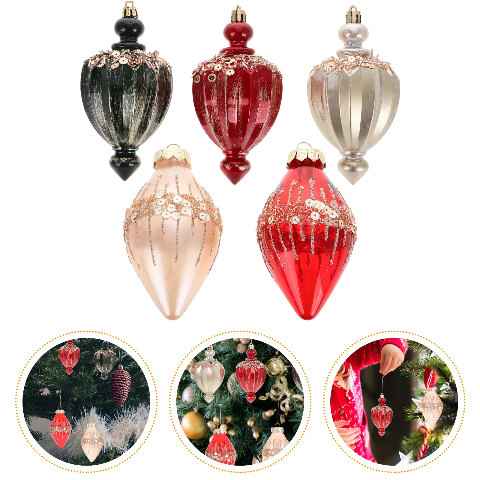 

5 Pcs Pendant Water Drop Snail Decoration Christmas Tree Decorations Plastic Hanging Decors
