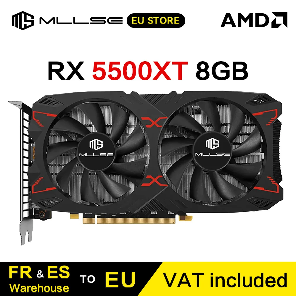 Carte graphique de jeu MLLSE RX 5500 XT 8 Go, 128 bits GDDR6, 8 broches PCI-E 4.0, AMD Radeon, GPU de jeu rx 5500xt 8 Go, carte vidéo pour ordinateur de bureau