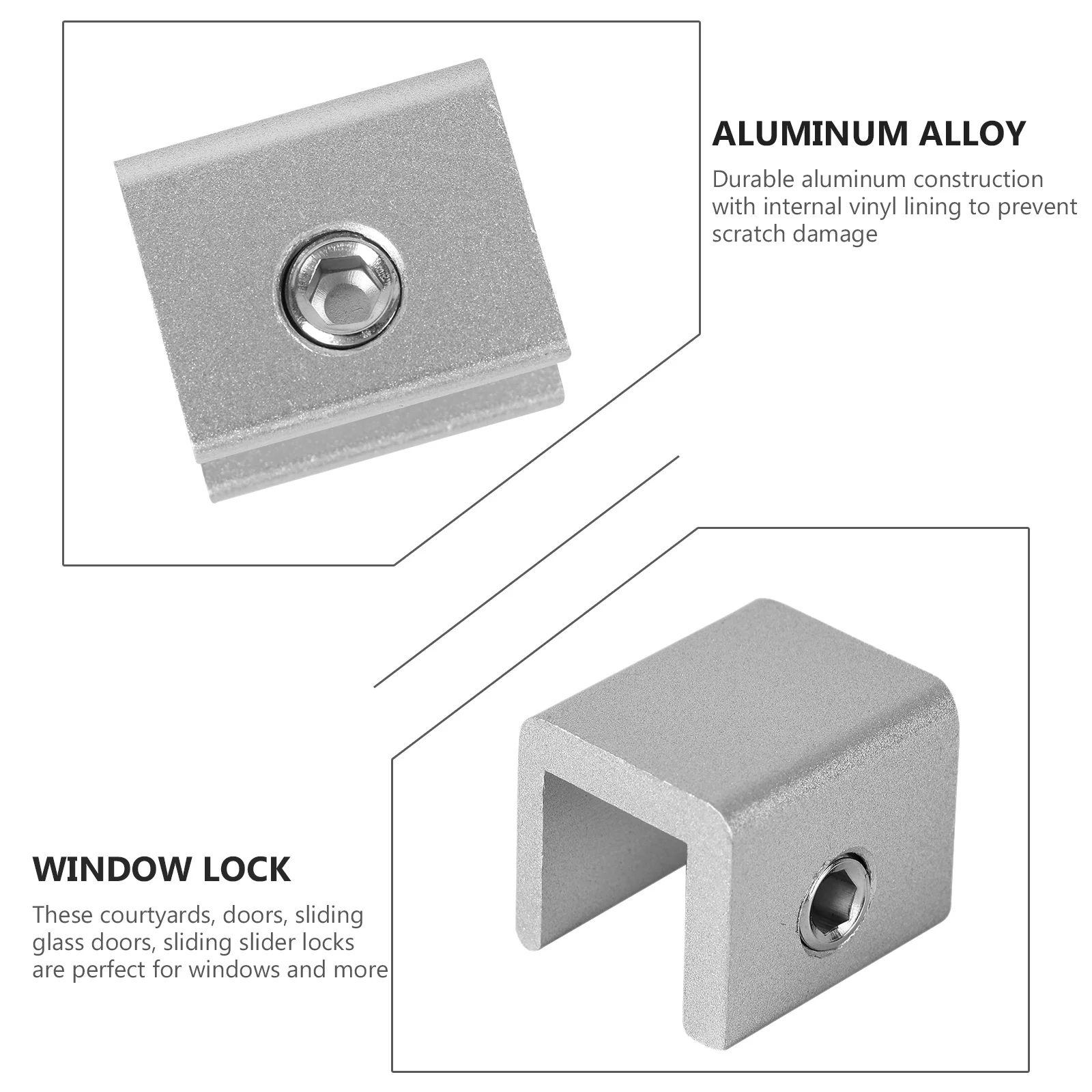 

3pc Window Track Aluminum Alloy Sliding Door Lock For Safety Secure Ventilation Double Thumbscrew Durable