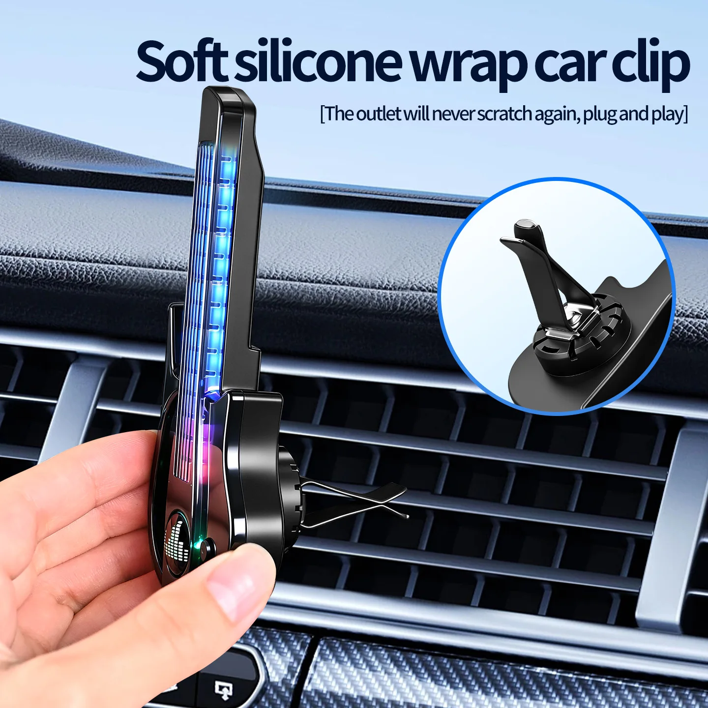 TINSOL Car Guitar Aromatherapy Diffuser, Car Ambient Light, Car Fragrance, RGB Sound-Activated Music Rhythm Light