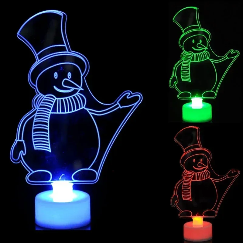 LED Mini Night Lights Colorful Flashing Light Snowman Lamp Christmas Ornament New Year's Decor Festive Party Lighting Night Lamp