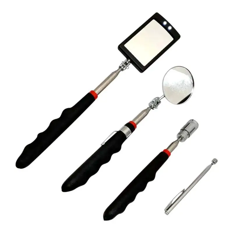 

Car Inspection Mirror 360 Degree Magnetic Telescoping Pick Up Tool Round And Square Adjustable Inspection Flexible LED Mirror