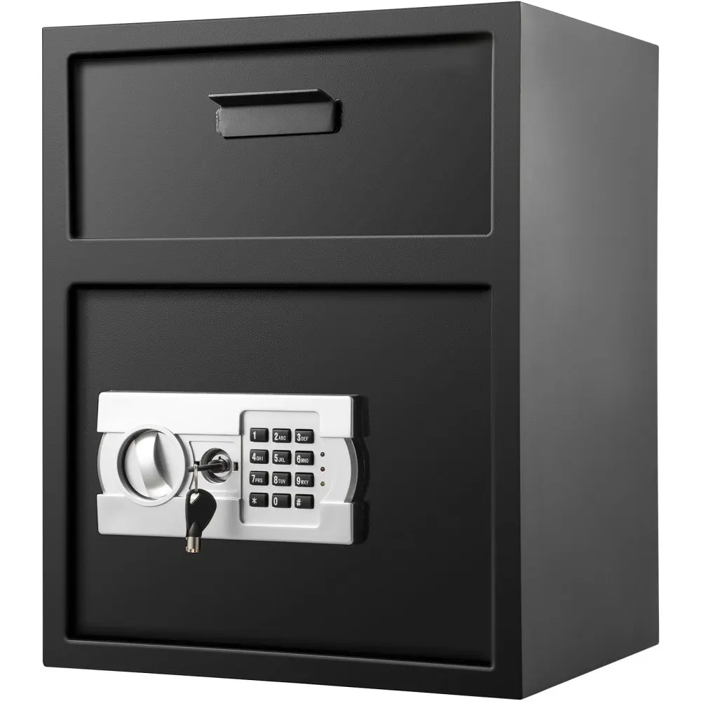 VEVOR Digital Depository Safe 1.7 Cubic Feet Made Carbon Steel Electronic Code Lock Depository Safe Deposit Slot Two Emergency