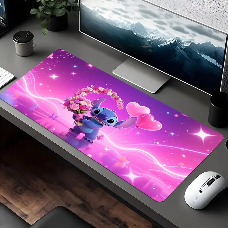 Alfombrilla de ratón Disney Stitch con licencia oficial, diseño bonito de Stitch, Jumba y Leroy con logotipo de Stitch, globos y Flo de corazón rosa, 1 ud.