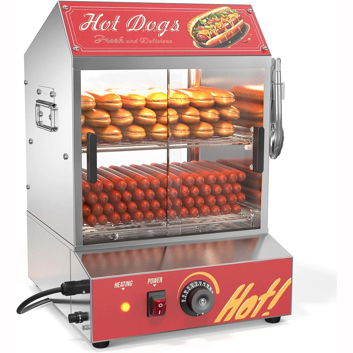 New Commercial Hot Dog Burger Steamer Bun Warmer 220V Stainless Steel 27L Capacity Energy Saving for Convenience Stores