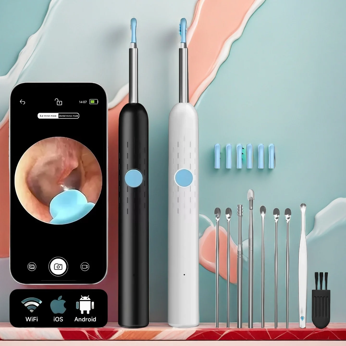 

HD Visual Otoscope Ear Cleaning Kit Adjustable Camera LED Light Safe Earwax Removal Tool Medical Grade Personal Care
