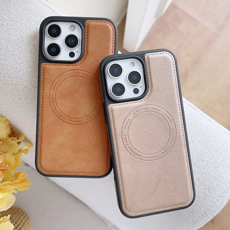 Leather For Magsafe Case For Samsung S25 Edge S24 Ultra FE Plus A56 A55 A36 A35 A16 Shockproof Magnetic Wireless Charging Cover