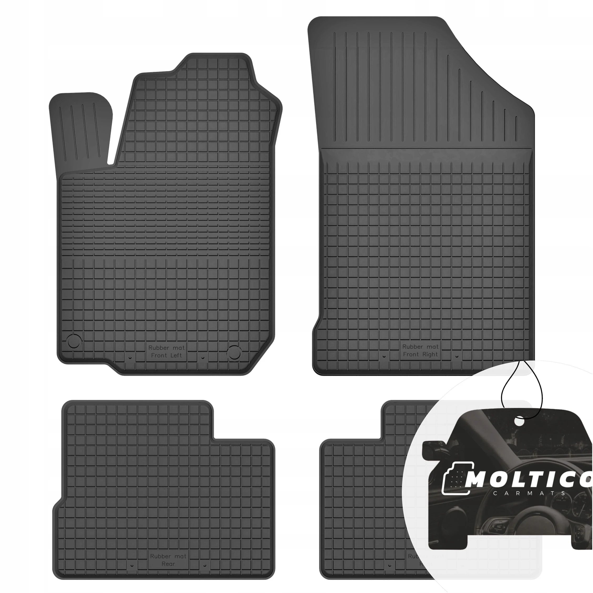 Rubberen matten, geschikt voor de Alfa Romeo Giulietta vanaf 2010. Complete set inclusief rand.