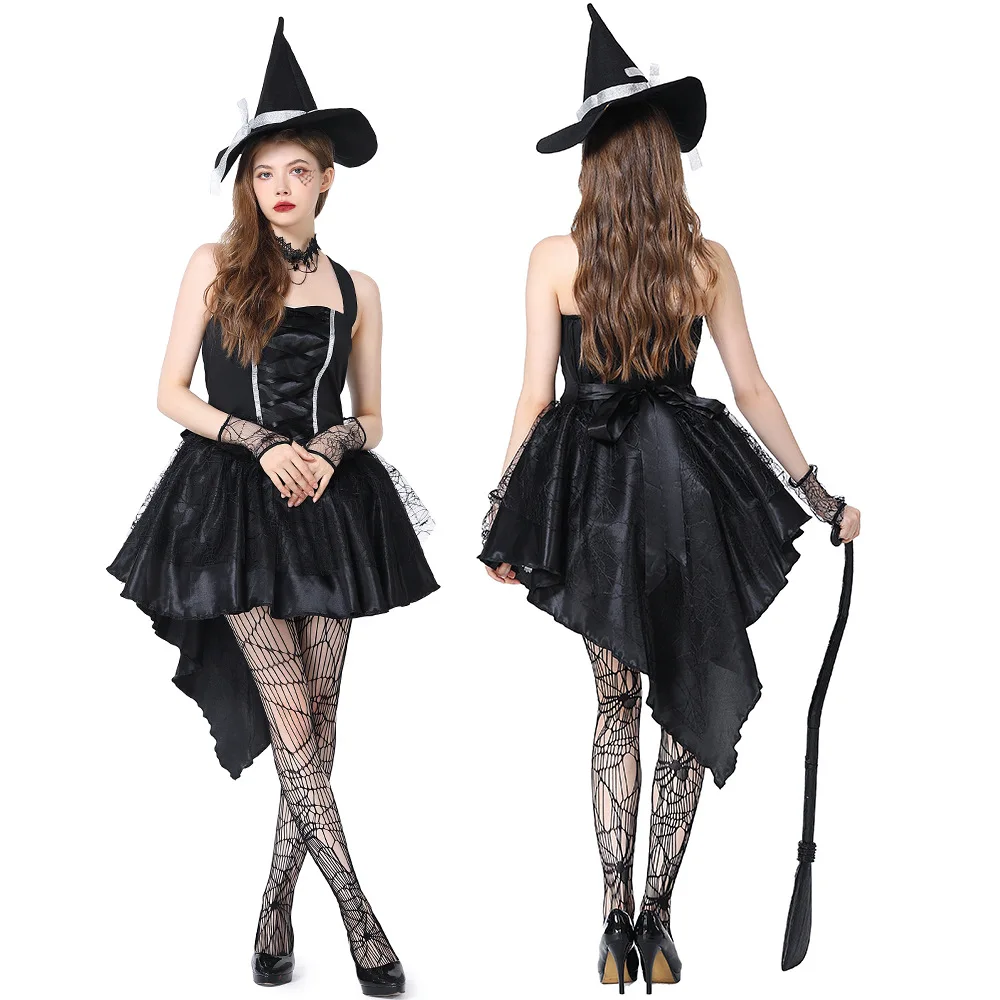 New loween Witch Costume Purple Orange Bla Role-plang Cosplay Performance Clothes Women's Witch Outfit Stage Costume