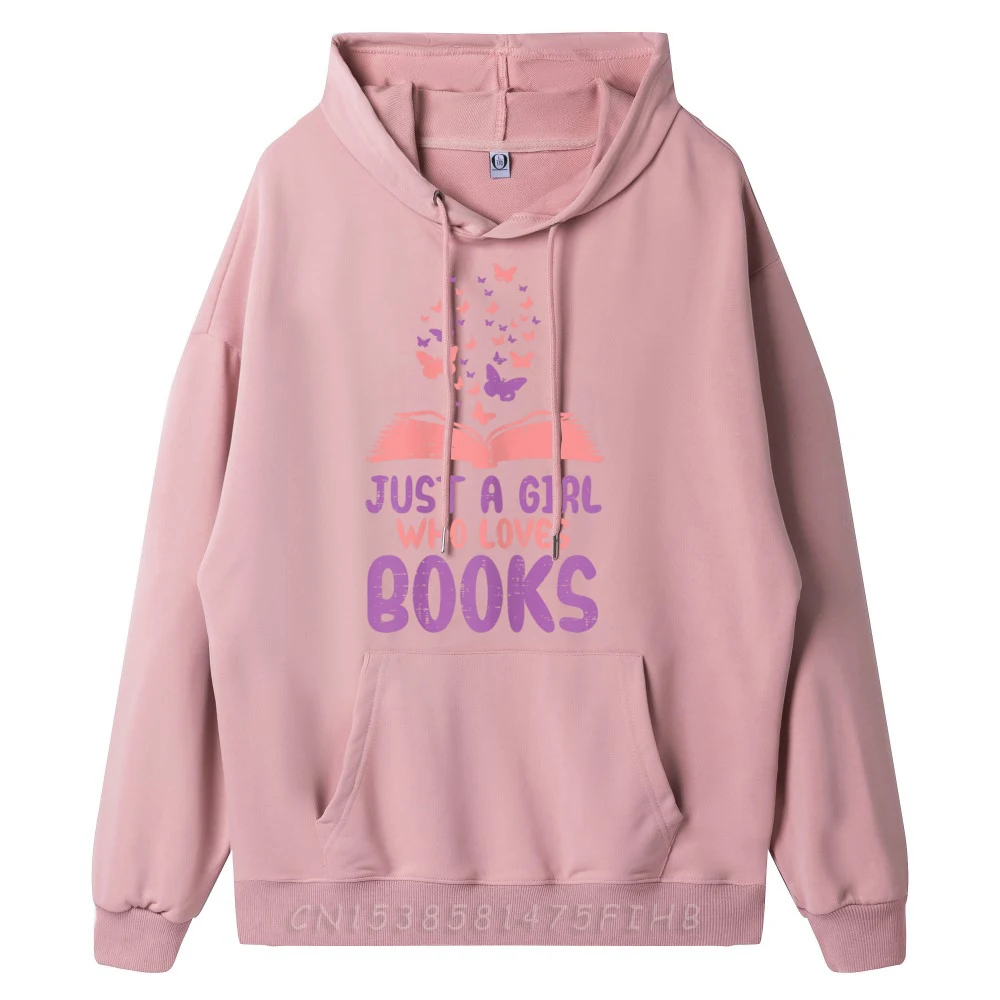 Just Girl Who Loves Books Hoodies Long Sleeve Printed On Retro Mens Thanksgiving Day Hoodies Printed On Hoodies O Neck