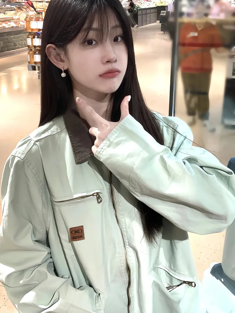 

Mint een Color Blo Workwear Jaet Trendy Brand Premium Feel Detroit Men's Spring Autumn Baseball Sle ort Coat