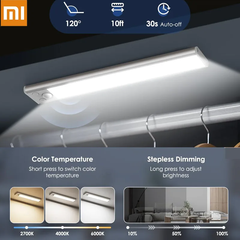 

Xiaomi Night Lamp With Motion Sensor LED Battery 2200 mAh USB Rechargeable Magnetic Light For Room Kitchen Cabinet Closet Lamp