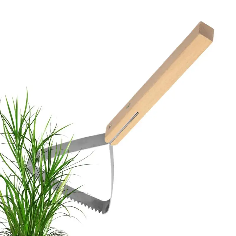 Grass Scraper Tool Metal Scraper Triangle Grass Weeder Weeding Hand Tools Gardening Supplies With Wooden Handle For Garden Yard