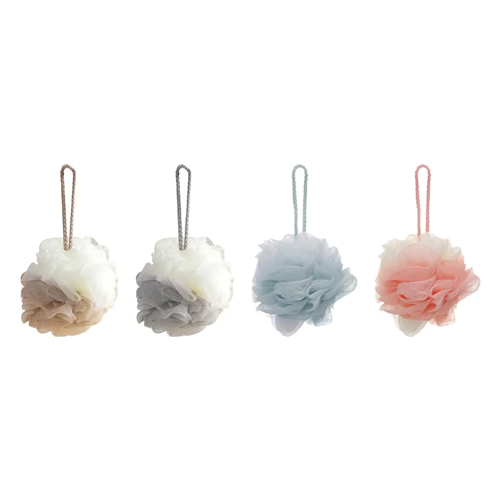 Body Puff Hanging Dual Color Comfortable Reusable Soft Shower Loofah Bath Puff Body Scrubber for Bathroom Travel Hotel Outdoor