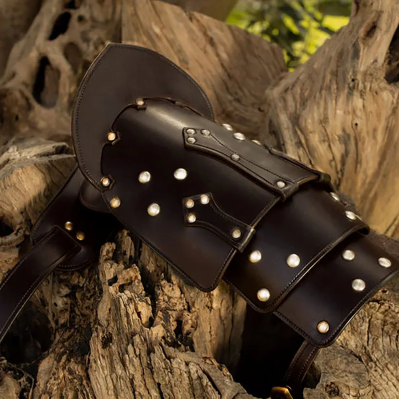 Medieval Viking Pirate Knight Shoulder Armor Gladiator Cosplay Costume Accessory Gothic Steampunk Leather Harness Belt Pauldrons