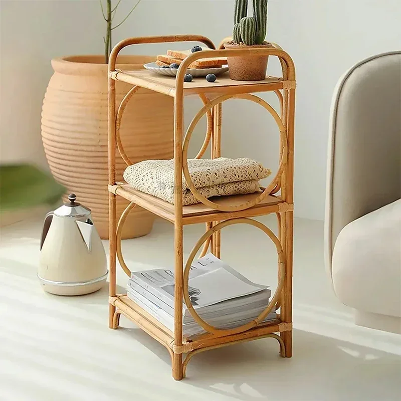 Multifunctional Rattan Bedside Table, Multi-Layer Storage Cabinet, Perfect for Bedroom, Living Room or Sofa Side, New Arrivals