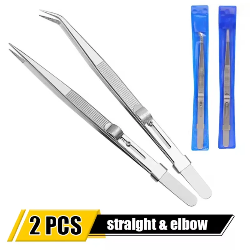 

Stainless Steel Tweezers Adjustable Slide Lock Antistatic Precision Tweezers Jewelry Making Tool Electronic Component Repair