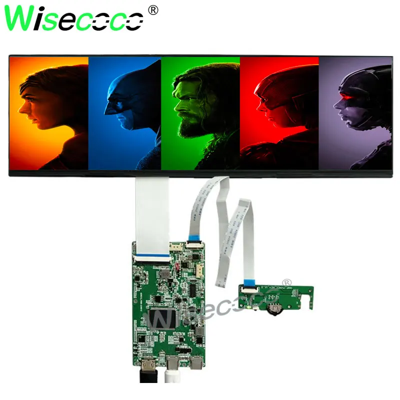 Imagem -03 - Wisecoco-esticada Bar Display Lcd Capacitiva Touch Screen Driver Board Usb-c Placa Driver Ips Tira Longa Ips 2560x720 2k 145