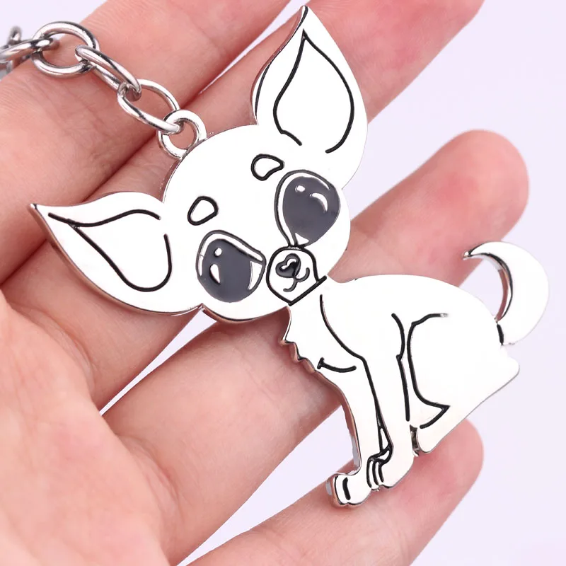 Animal Chihuahua Dog Pendant Keyring Lovely Car key Holder Accessories Gifts for Women Men Kids