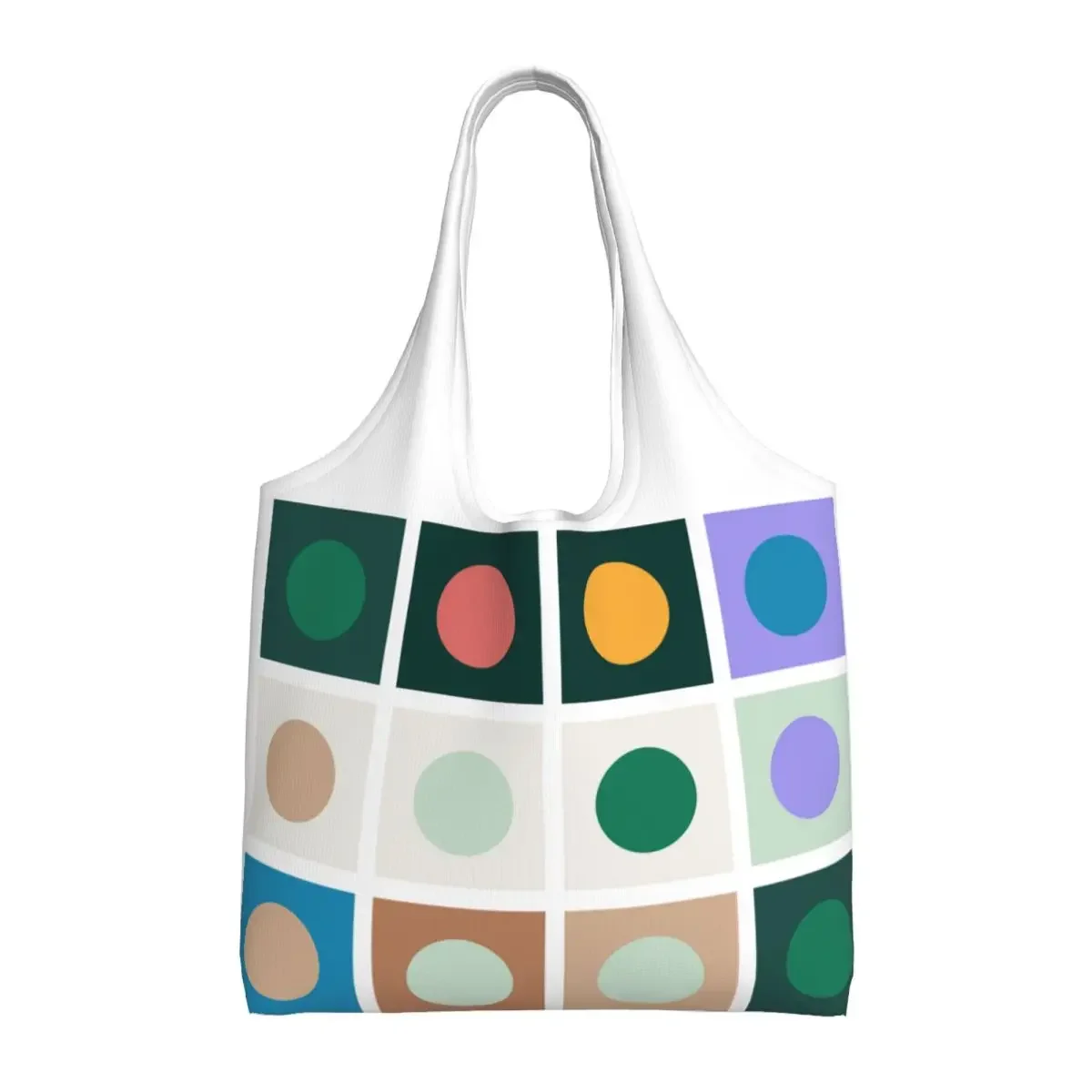 Fashion Print Bauhaus Color Block Geometric Line Modern Tote Shopping Bag Recycling Canvas Shoulder Shopper Minimalist Handbag