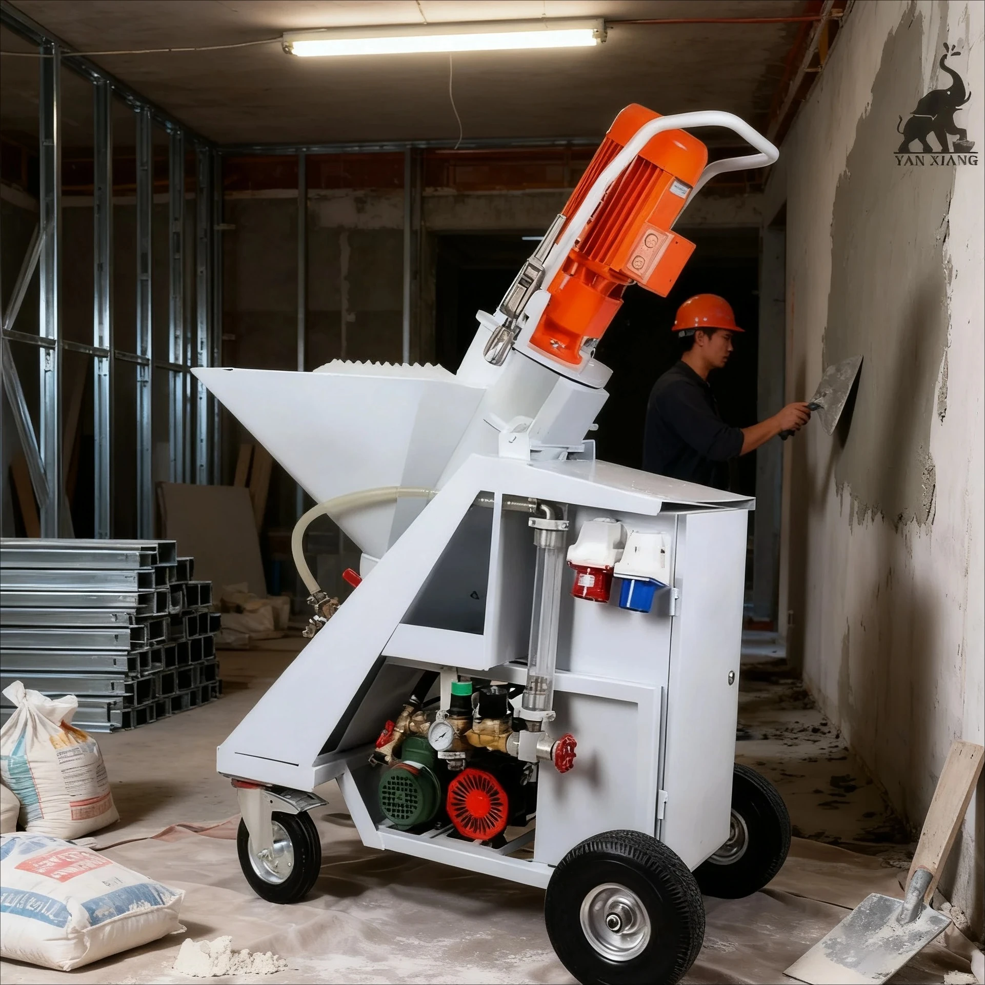 محطة الجص الأوتوماتيكية X11 آلة رش الملاط 220 فولت 380 فولت للجبس والأسمنت #4