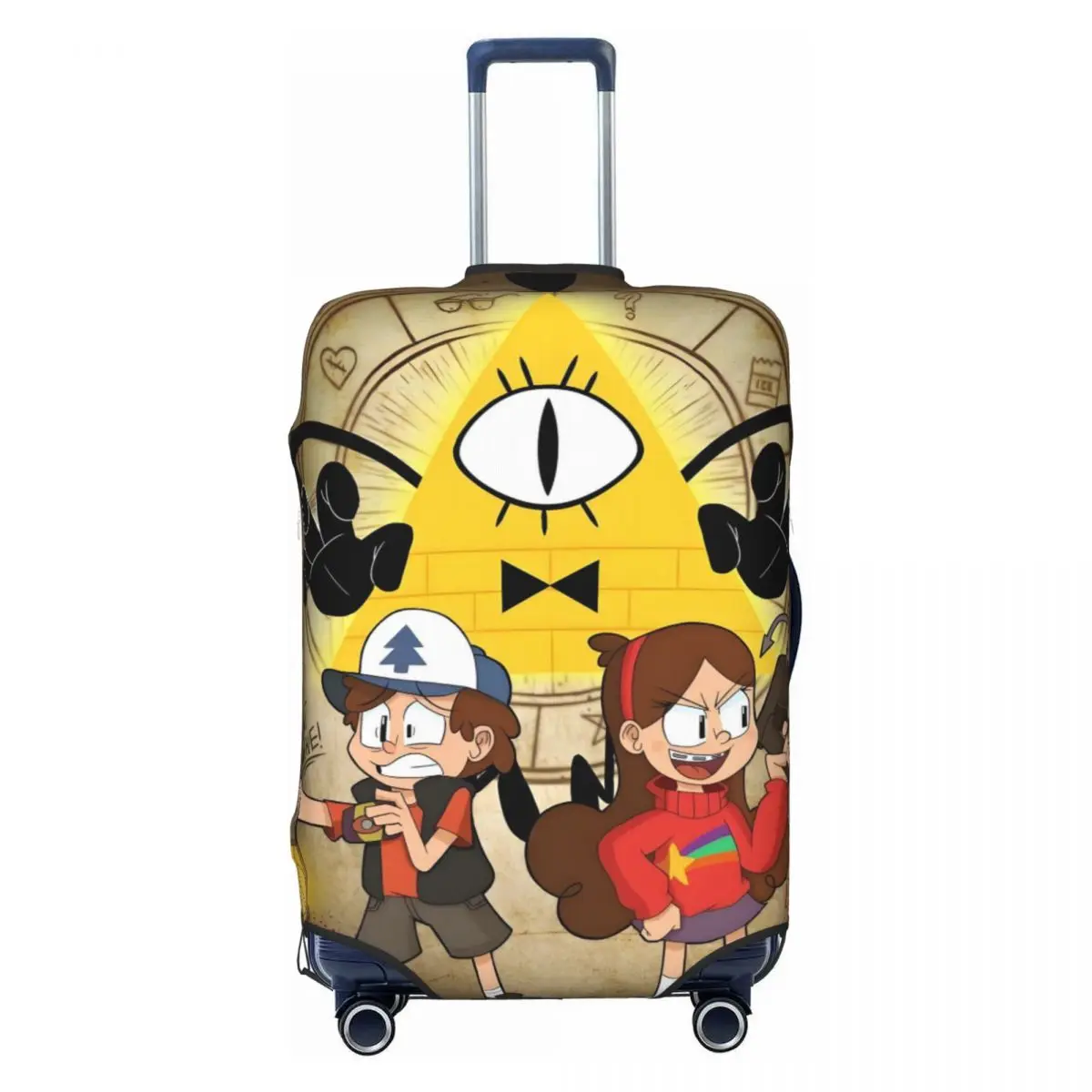 

Custom Gravity Falls Suitcase Cover Elastic Cartoon Movie Wonderful Town Luggage Covers Protector for 18-32 inch