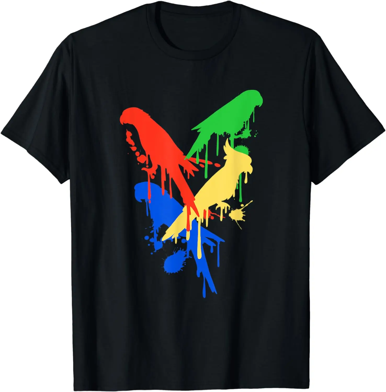 2024 New Trendy Colorful Animal Gift Shirt Oil Painting Pet Parrot Bird T-shirt