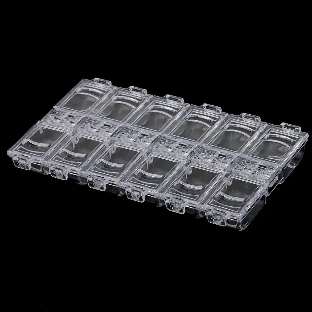 صندوق تخزين للأظافر بـ 12 حجرة وغطاء شفاف لتنظيم الجليتر والأحجار الكريمة ومستحضرات التجميل