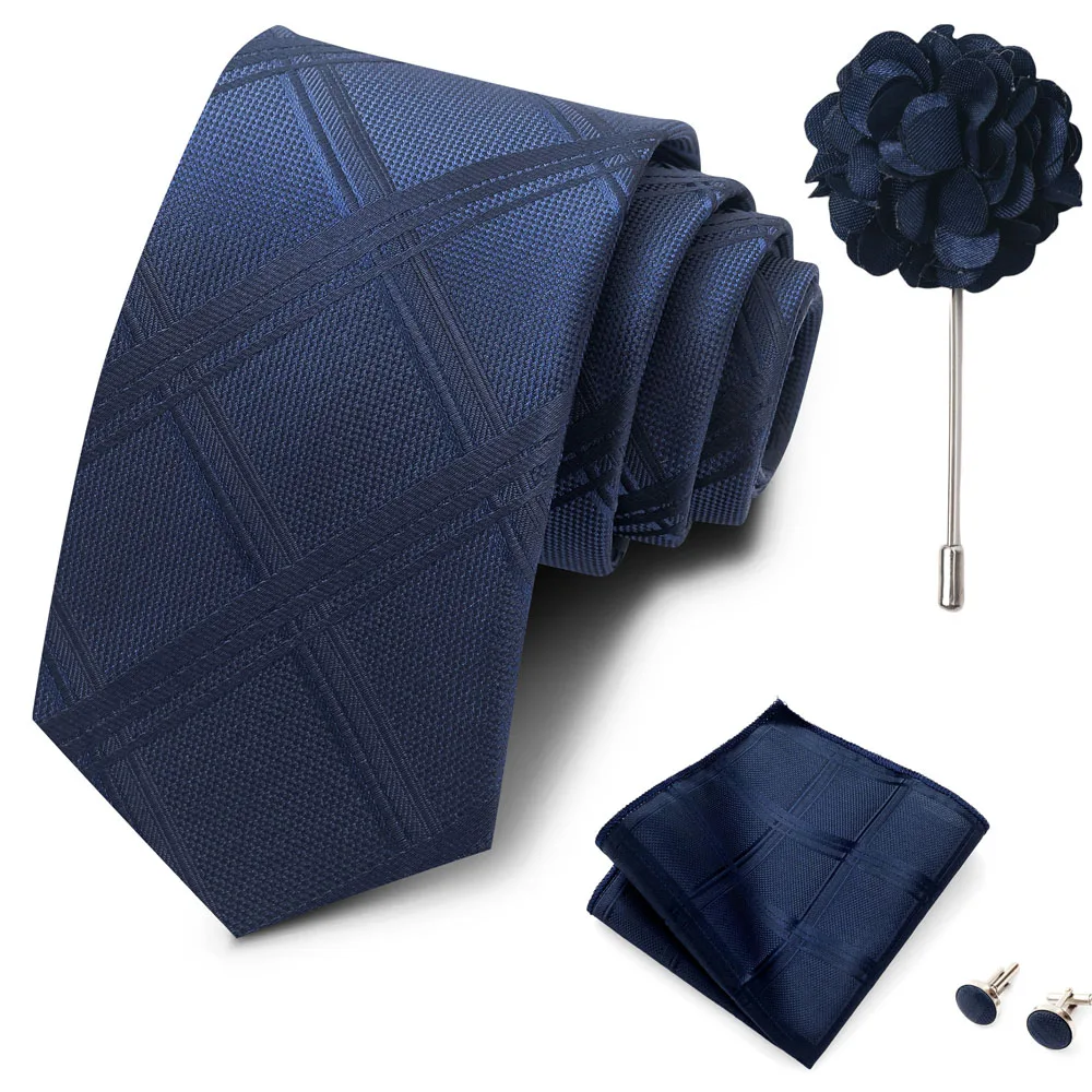 Großhandel Mode 8 cm Krawatten-Set, Krawatte, Einstecktuch, Manschettenknöpfe, Anstecknadel, Lila Paisley, Herren-Krawatten, passend als Geburtstagsgeschenk – Detail 30