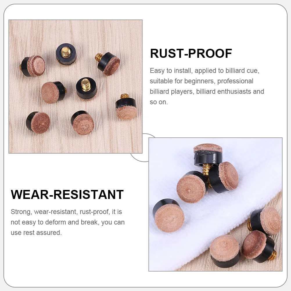 

25pcs Replacement Screw On Billiard Cue Tips Sturdy Durable Light Weight Easy Install Pool Billiard Supplies Snooker Rod