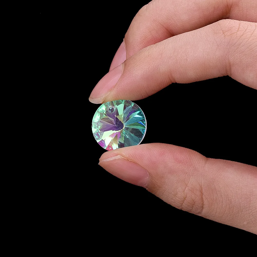 5PCS Single-sided AB Colour Circular One-hole Flying Saucer Bead DIY Crystal Pendant Decor Accessories Garden Hanging Ornament