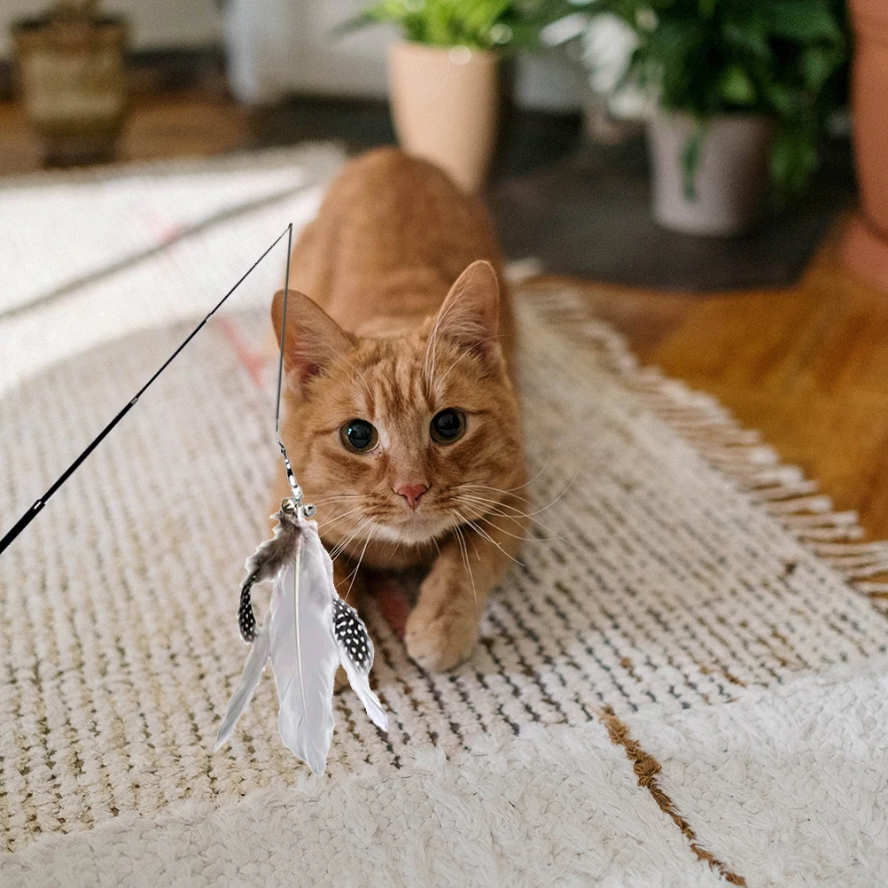 

2pcs Fishing Pole Telescopic Cat Teaser Rod Bite Resistant Stick For Kitten Interactive Play Chasing Wand