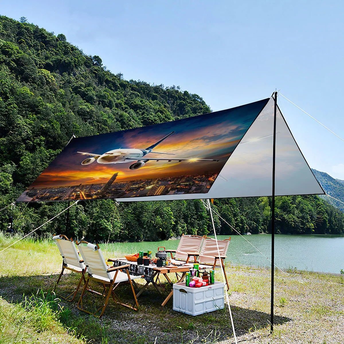 Sunshade Canopy For Family,Waterproof UV Protection Lightweight And Portable Oxford Foldable Tent For Beach,Picnic-Airplane