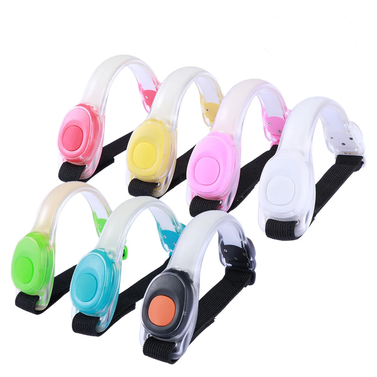 

7Pcs LED Safety Light Armband Adjustable Silicone Running Belt Strap Reflective High Visibility for Night Running Jogging