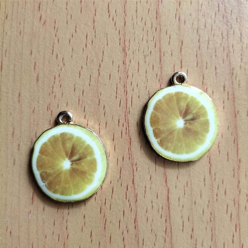 

Fruit Lemon Enamel Charm Gold Metal Yellow Fruit Charms Earrings DIY Key chain Necklace Pendant Bracelet Jewelry Accessories