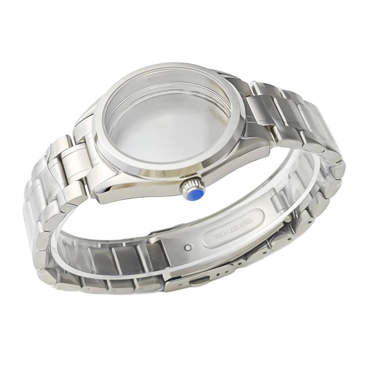 Silver Watch Case Fit 33.5mm Dial For Seiko Grand NH35/NH36/34/4R Automatic Movement Sapphire Crystal Strap Mod Parts