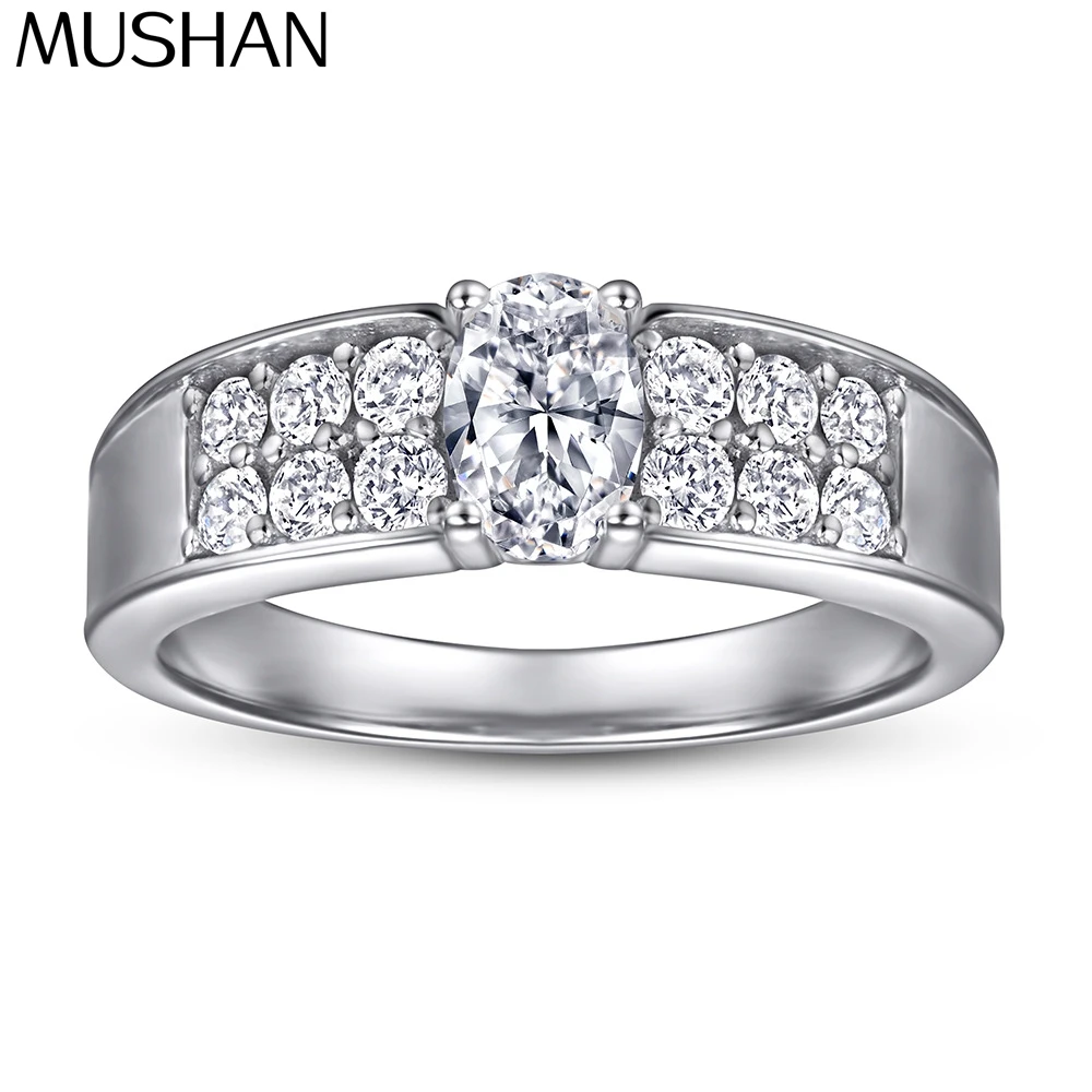 

MuShan Luxury Jewelry 925 Sterling Silver Ring Zircon 7A Asscher Vacation for Girlfriend Rhodium Plated Fine Jewelry Rings