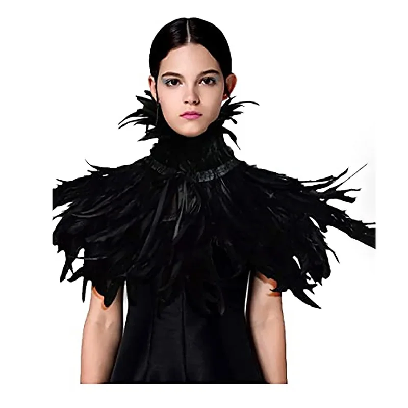

Костюм с черными перьями для взрослых, одежда для выступлений, наряд короля демонов, сценические представления, фестиваль Хэллоуина, полиэфирное волокно
